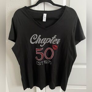1970 Chapter 50 District Black Graphic V-Neck Women's Tee